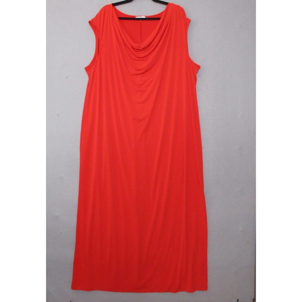 Calvin Klein Dress Plus 3X Red Maxi Cowl Neck Jersey Knit Career Office